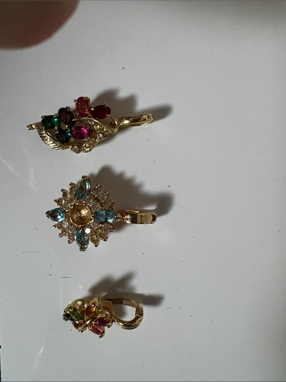 Gold-Tone Multistone Floral Cluster Drop Earrings - Women Jewelry